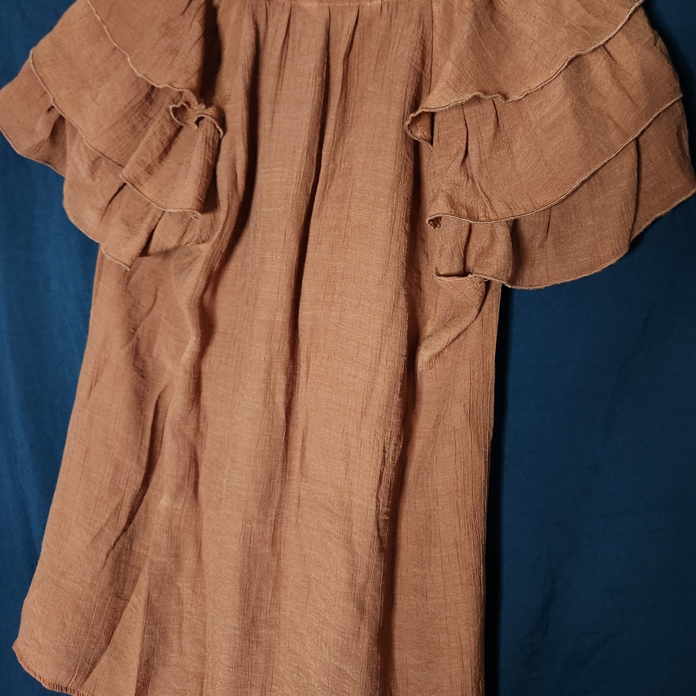 Nanette Lepore Rust Ruffled Blouse - Picture 2 of 4